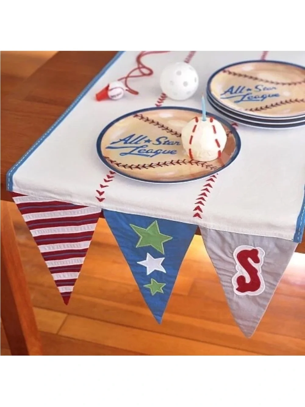 Pottery Barn Kids Baseball table runner Special occasion birthday linens